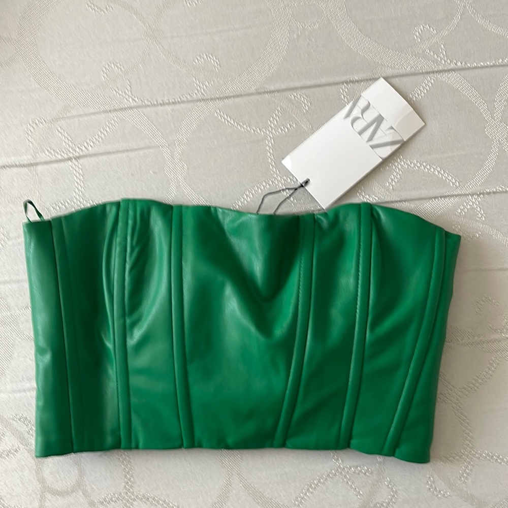 Zara Green Leather Top